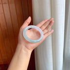 冰种淡春彩底翡翠圆条手镯（54mm）（yc408419）