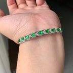 18K金钻镶糯冰种满绿葫芦贵妃手镯（活扣）（yc246599）