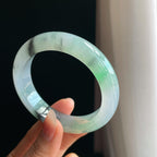 冰种水墨花带色翡翠平安镯（57.7mm)（yc323699）