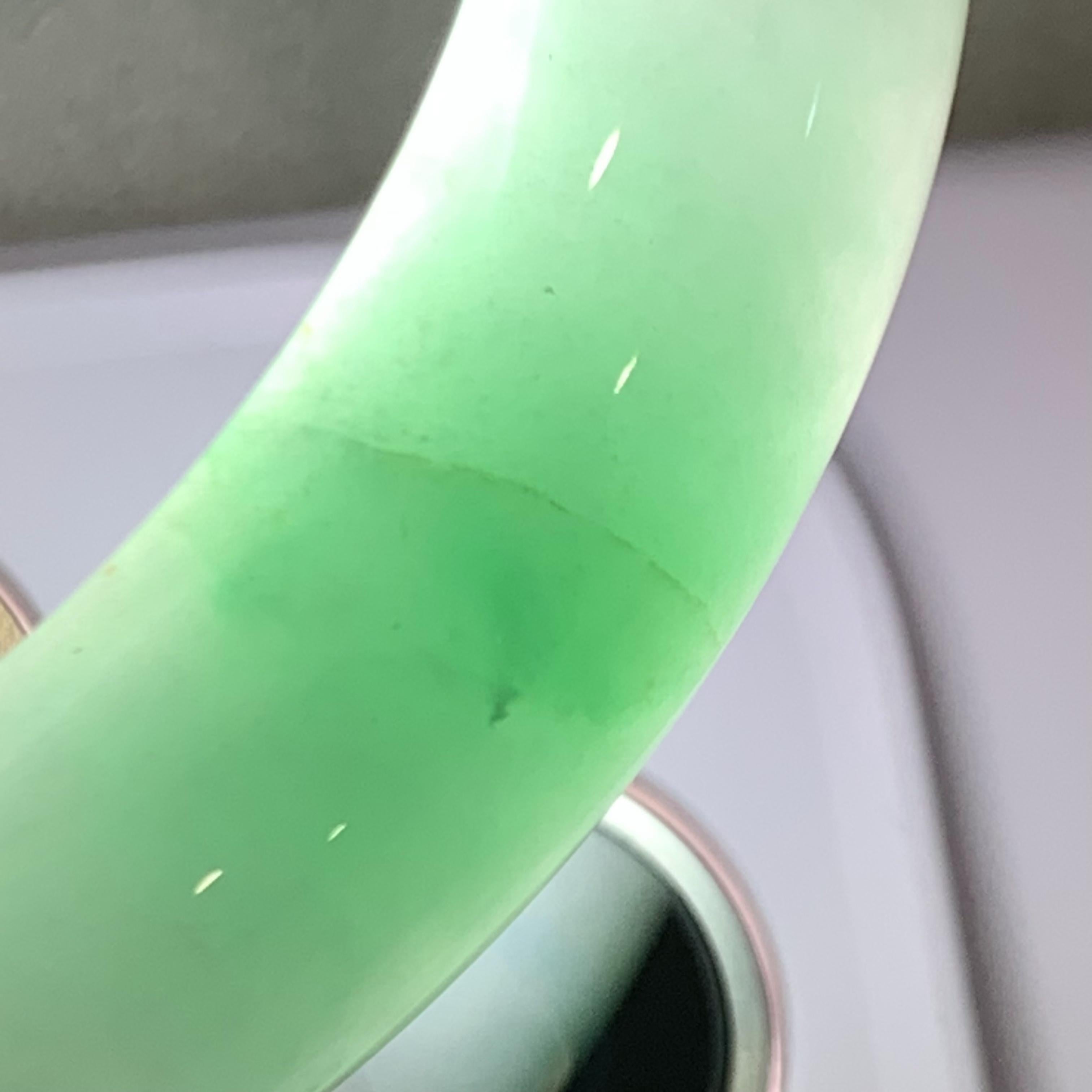 细糯种飘绿平安镯（59mm）