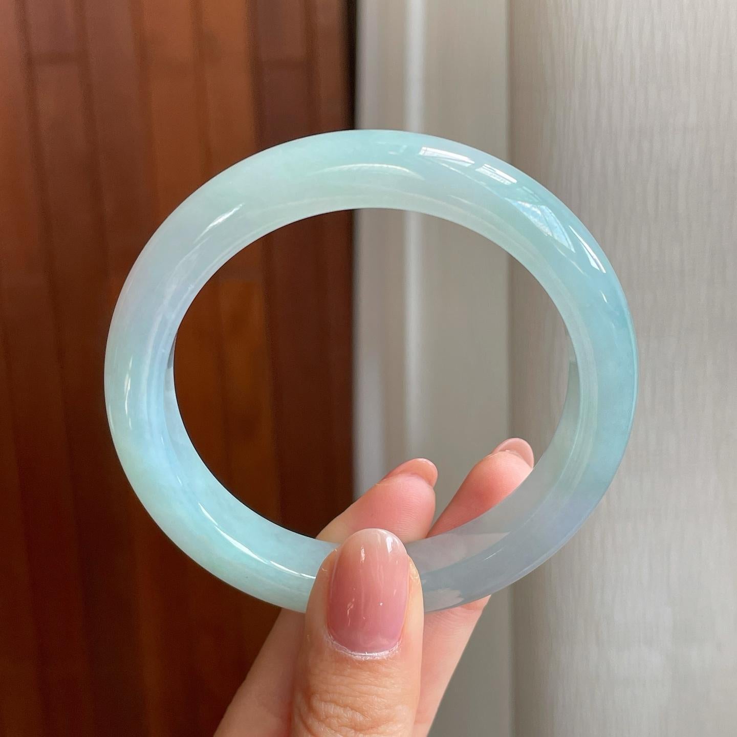 冰种晴底翡翠平安镯（58mm)（yc323652）