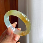 冰种黄翡翡翠平安镯（51mm）（yc240464）