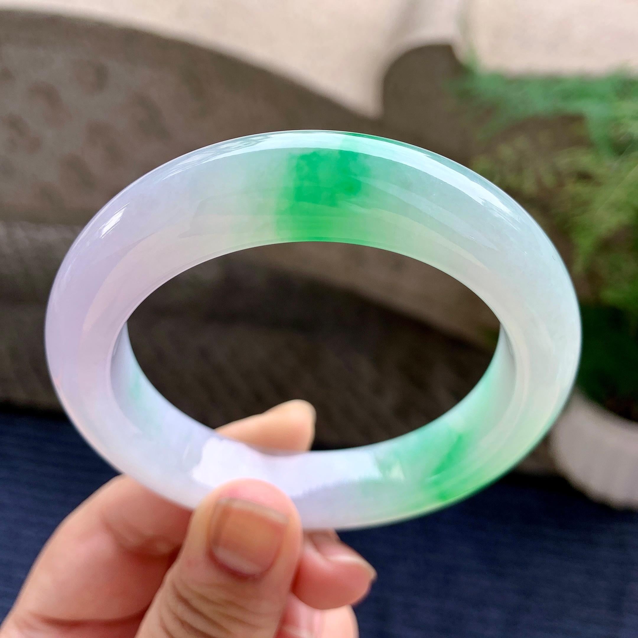 细糯种淡春彩平安镯（57.5mm）（yc233892）