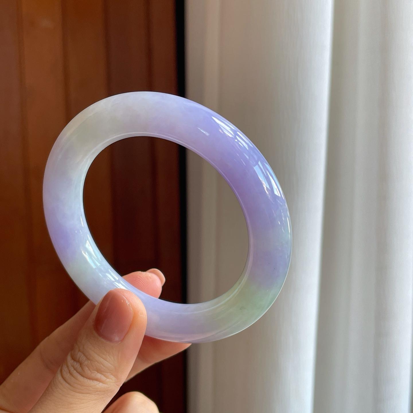 细糯冰紫罗兰翡翠圆条手镯（56mm）（yc274641）