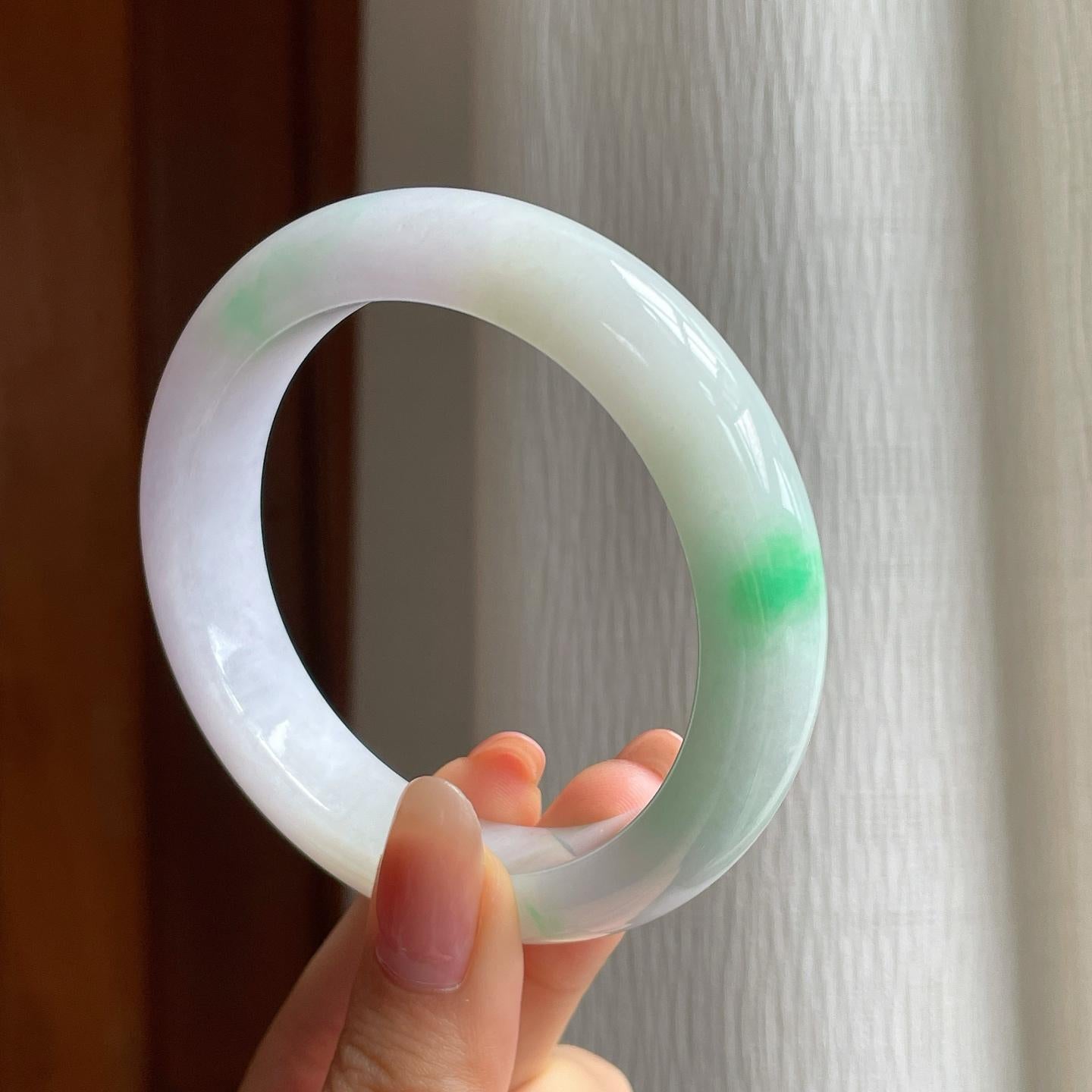 糯冰淡春彩翡翠平安镯（57.7mm)（yc349365）