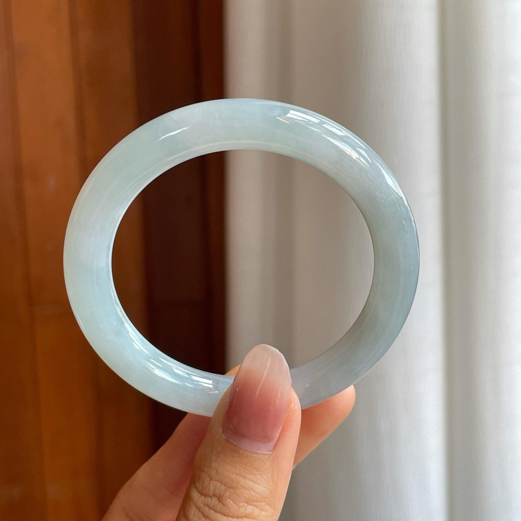 糯冰蓝底翡翠圆条手镯（51.8mm）（yc312899）
