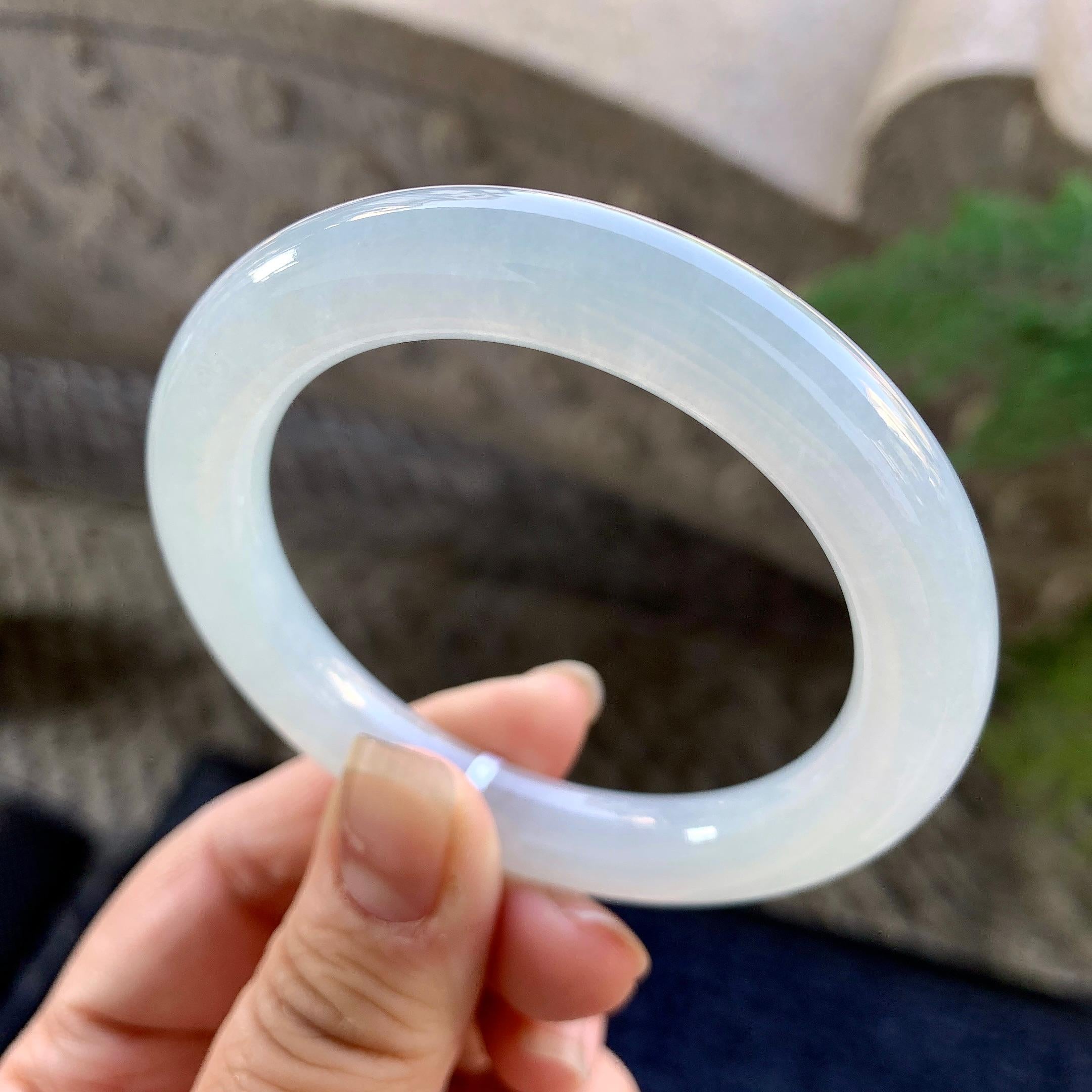 糯冰种无色圆条手镯（52.2mm）（yc305702）
