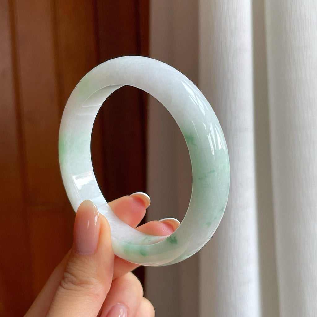 糯冰飘花翡翠平安镯（55.5mm)（yc373930）
