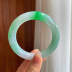 冰种带翠色翡翠圆条手镯（56mm）（yc329498）