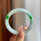 细糯种飘花翡翠平安镯（55mm）（yc272878）