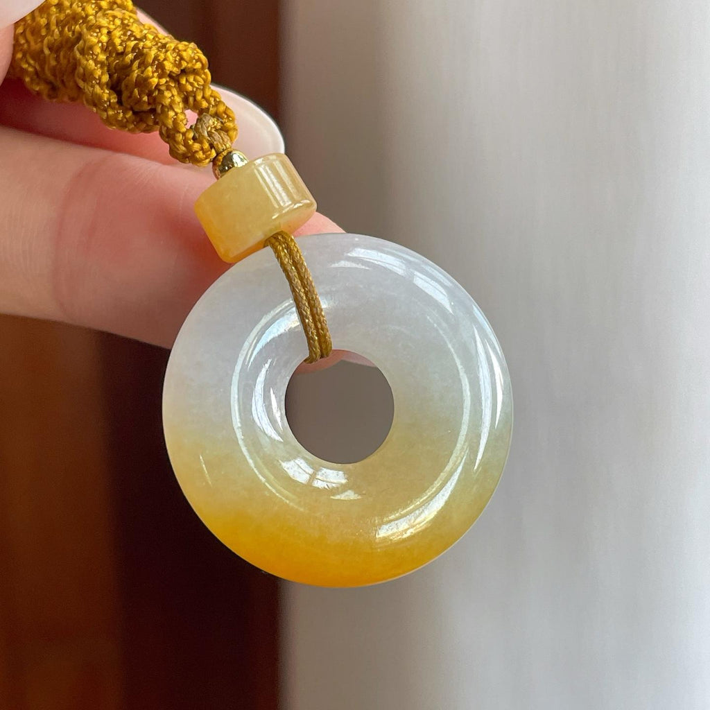 糯冰黄翡翡翠平安扣（yc269031）