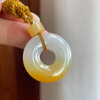 糯冰黄翡翡翠平安扣（yc269031）