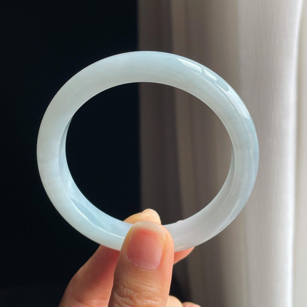 糯冰带色翡翠平安镯（58.2mm)（yc348933）
