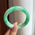 糯冰带色翡翠平安镯56圈（yc428266）