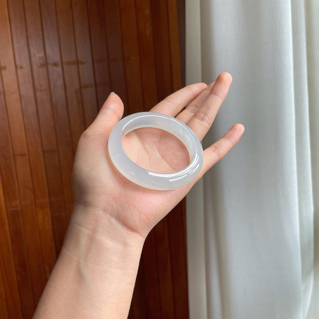 冰玻种翡翠平安镯（55.5mm）（yc344055）