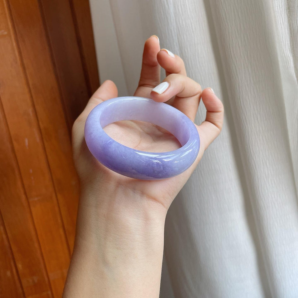 糯冰紫罗兰宽版翡翠平安镯（56.5mm）（yc254959）
