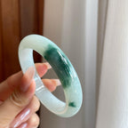 糯冰飘花翡翠平安镯（55.7mm）（yc279380）