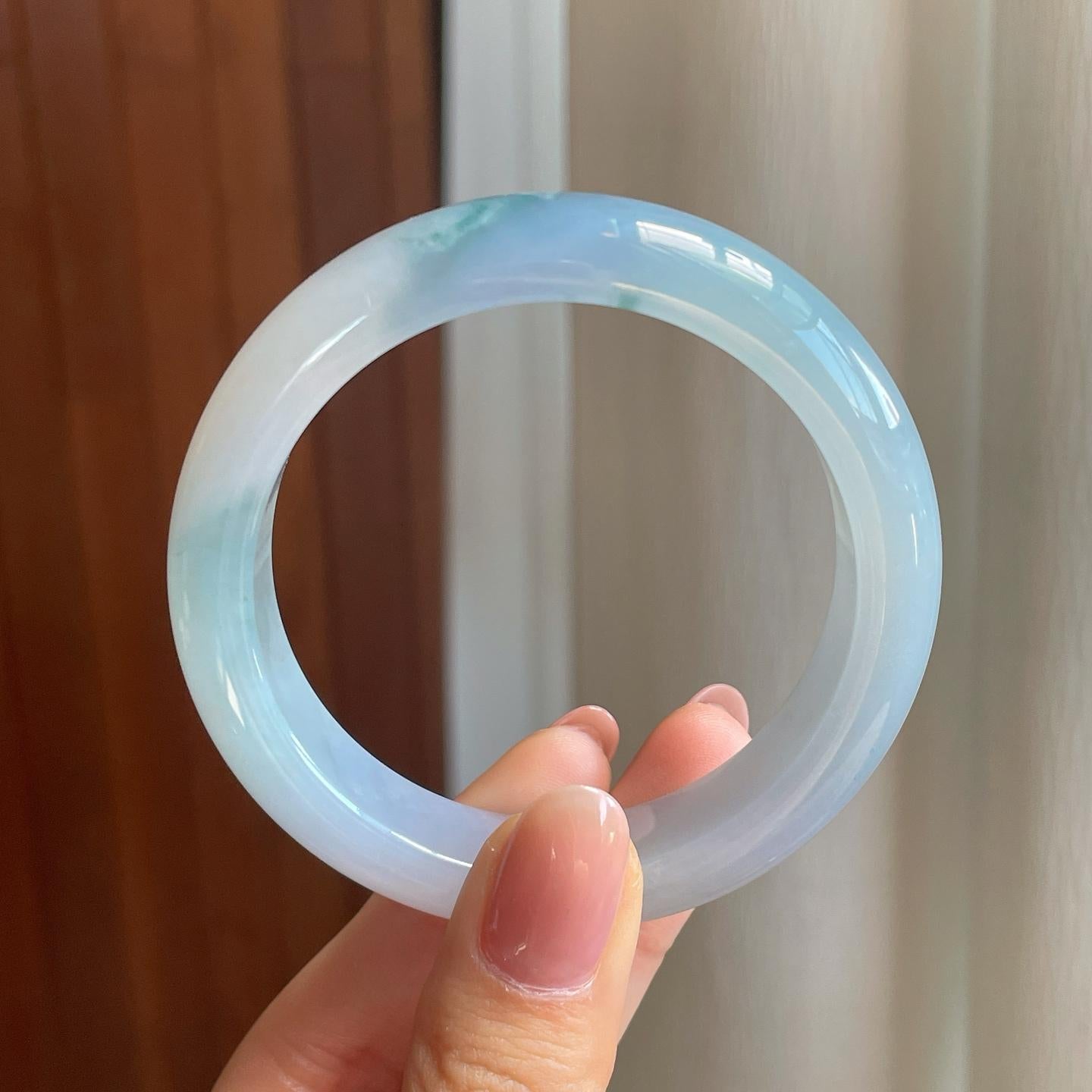 冰种飘花翡翠平安镯（53.2mm)（yc329483）