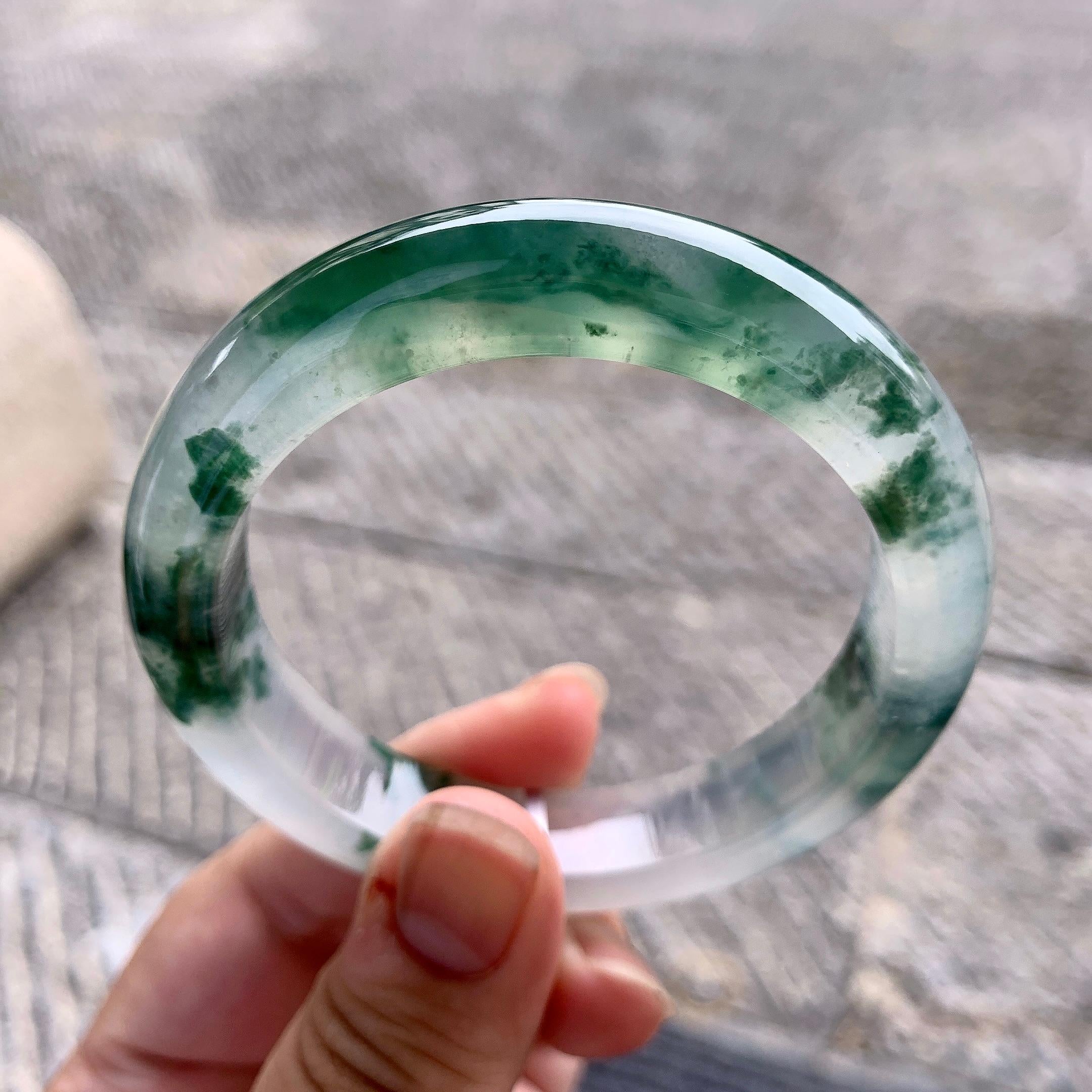 冰种飘花平安镯（56.3mm）（yc196528）