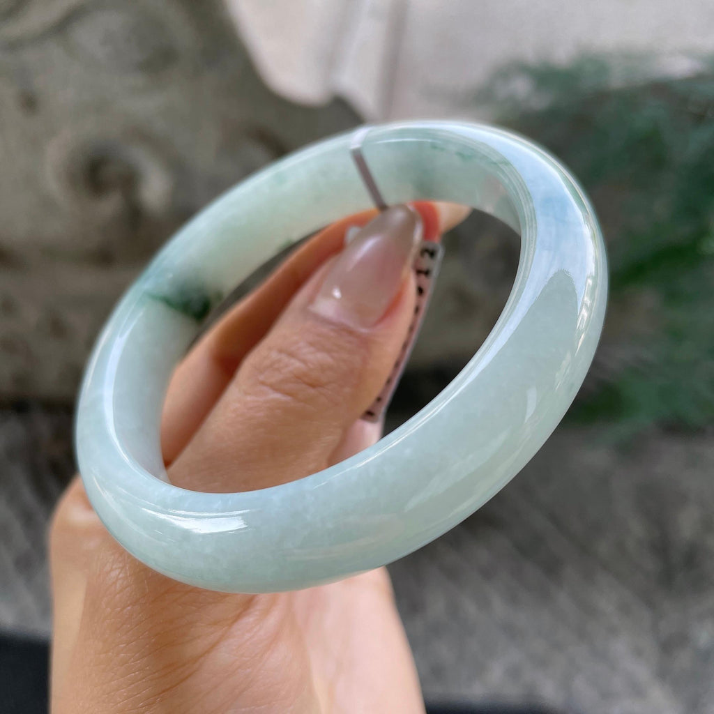 细糯种飘花正圈平安镯57.2圈    天然缅甸A货翡翠（yc351368）