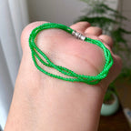 18K金钻镶糯冰种满绿小米珠链/手链（两用款）（yc252058）