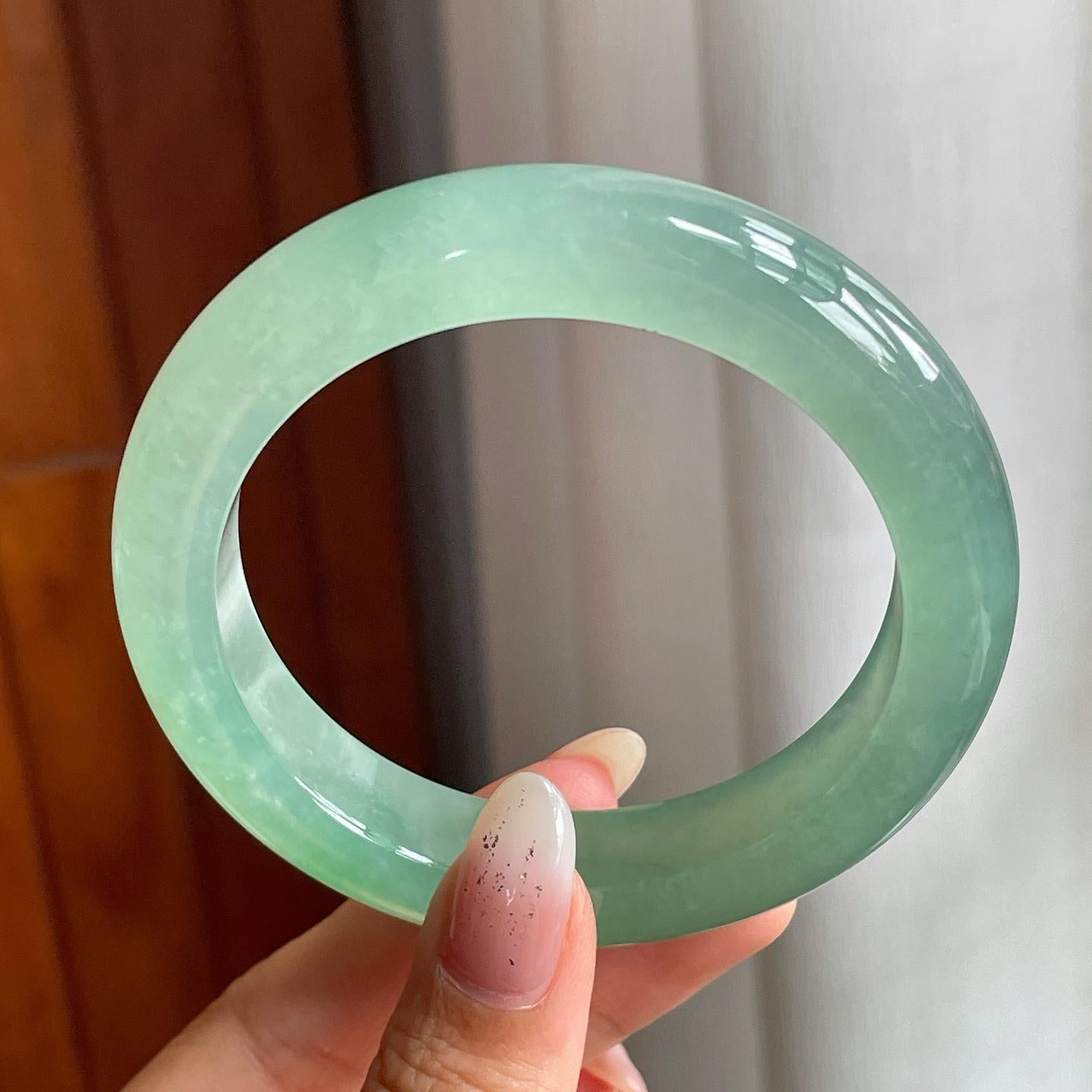 冰种晴底翡翠平安镯（55mm）
