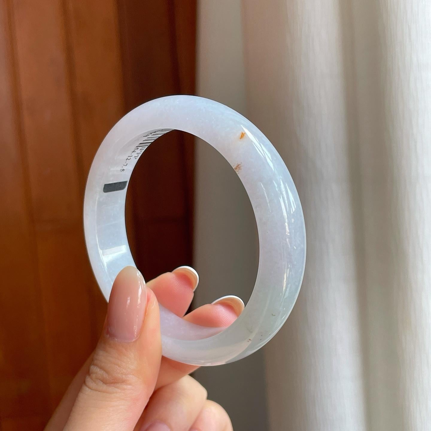 糯冰淡底色翡翠平安镯（53.8mm)（yc373462）