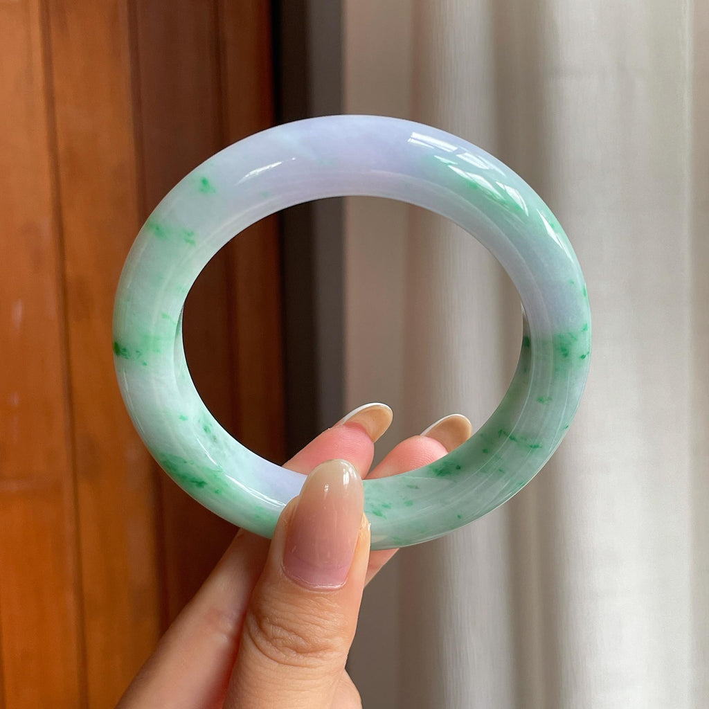 糯冰带色翡翠平安镯（56.2mm)（yc417347）