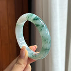 Vòng tay tròn bình an hạt mịn hoa bay, size 56, Ngọc phỉ thúy tự nhiên loại A Myanmar (yc450848)