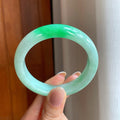 糯冰带翠色翡翠平安镯（53.6mm)（yc373964）