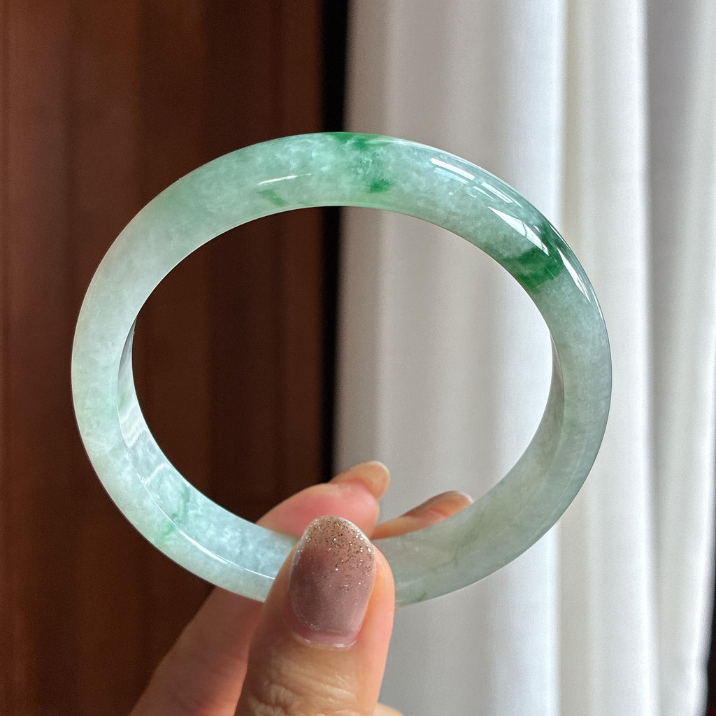 糯种飘花翡翠平安镯 60圈（yc436771）