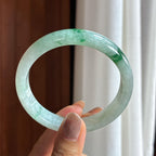 糯种飘花翡翠平安镯 60圈（yc436771）