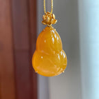 18k金镶糯冰黄翡翡翠葫芦（yc424995）