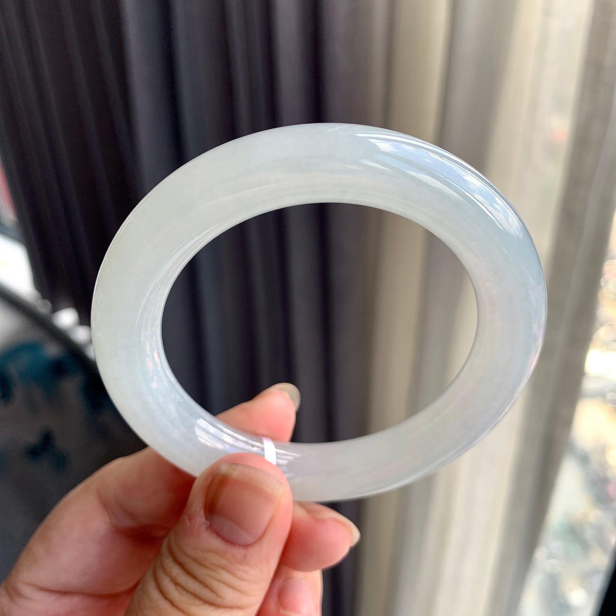 糯冰种无色圆条手镯（53.8mm）（yc225079）