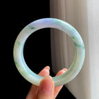 糯冰飘花带紫翡翠平安镯（57.5mm）（yc346536）