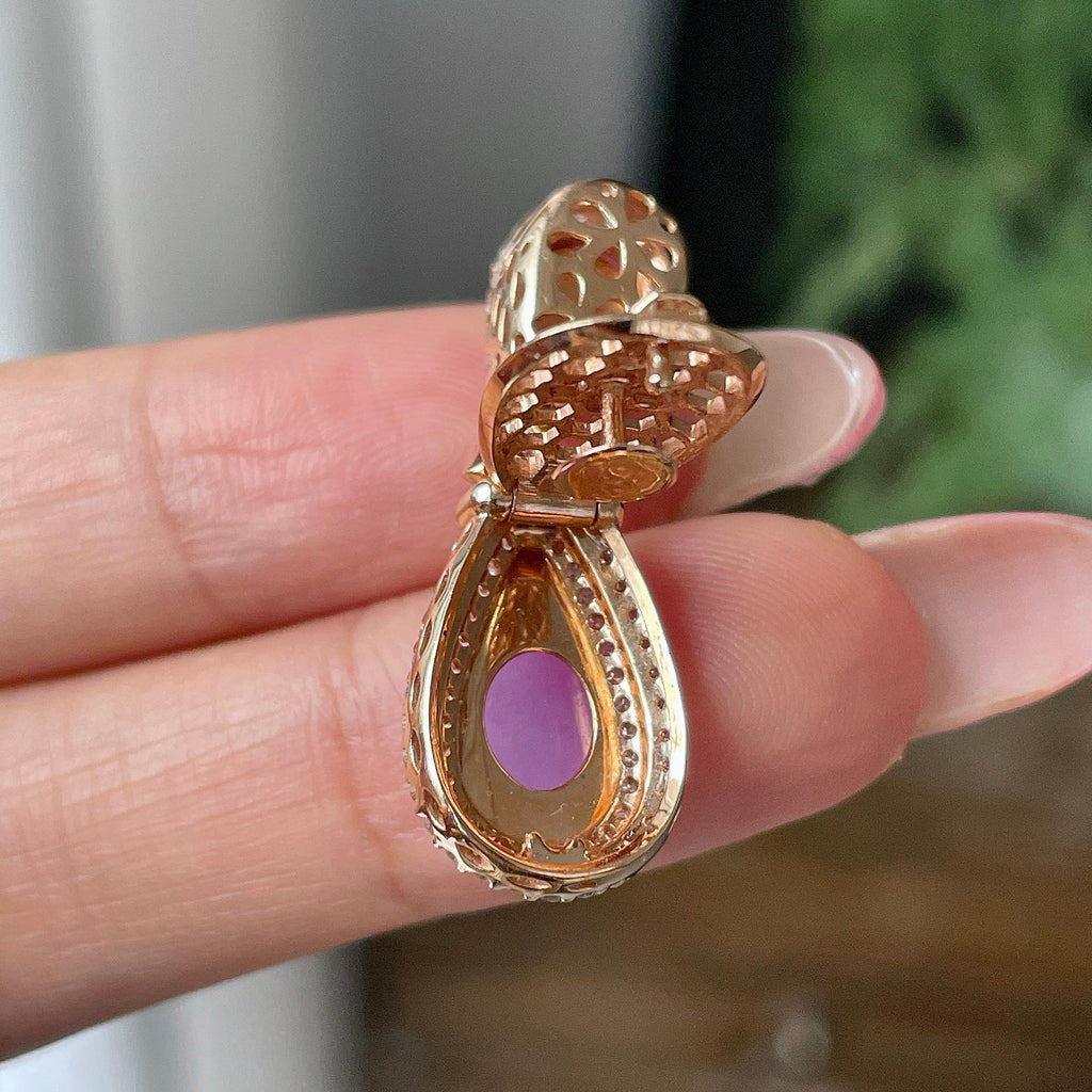 18k金镶冰种紫罗兰水滴吊坠         天然缅甸A货翡翠（yc450502）