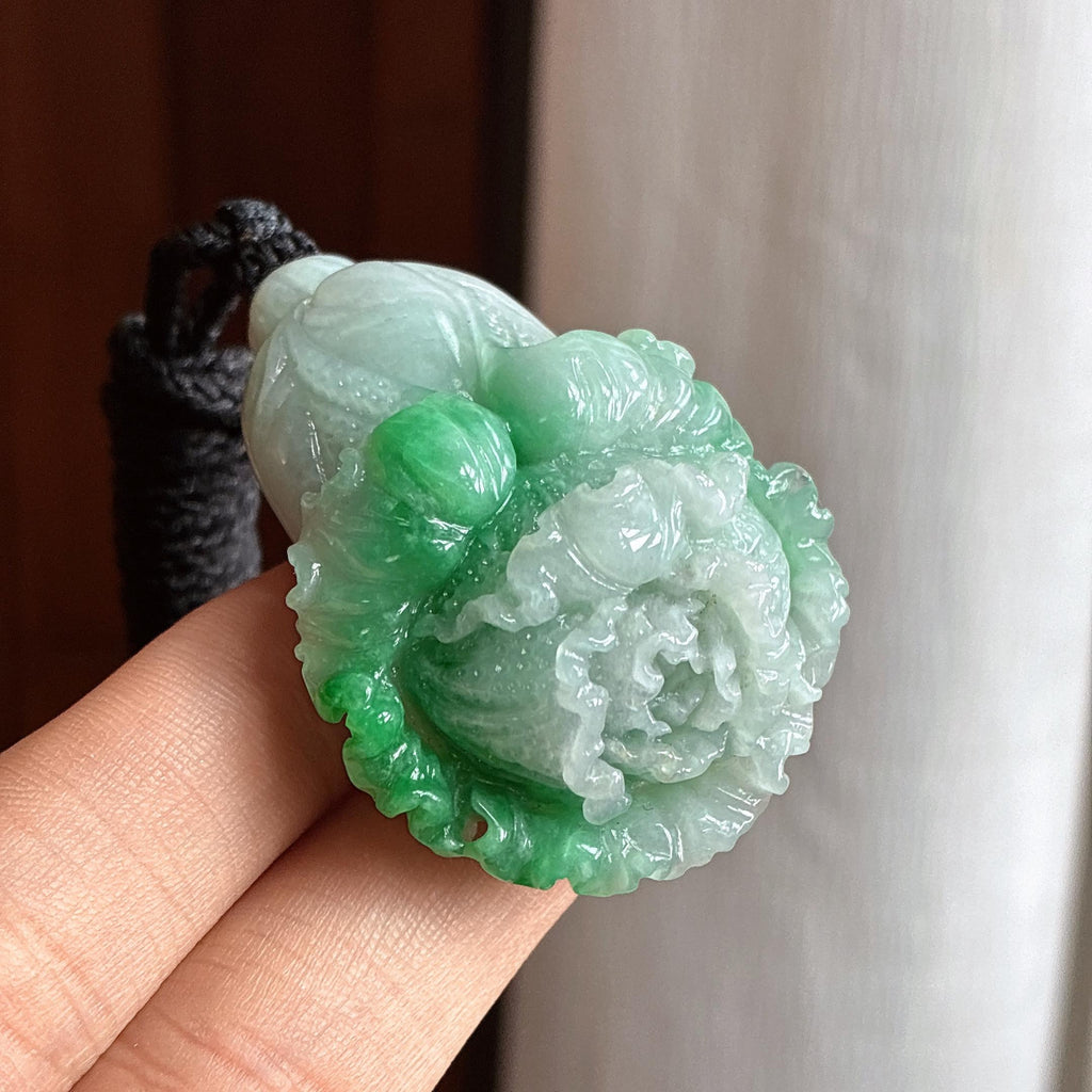 糯种带色白菜 百财 天然缅甸A货翡翠（yc457807）