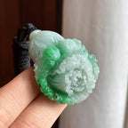 糯种带色白菜 百财 天然缅甸A货翡翠（yc457807）