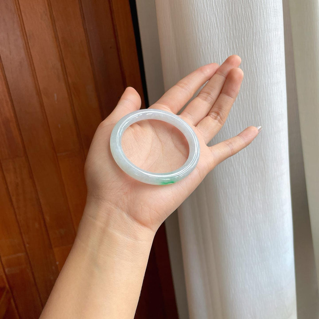 糯冰带色翡翠圆条手镯（51mm）（yc310966）