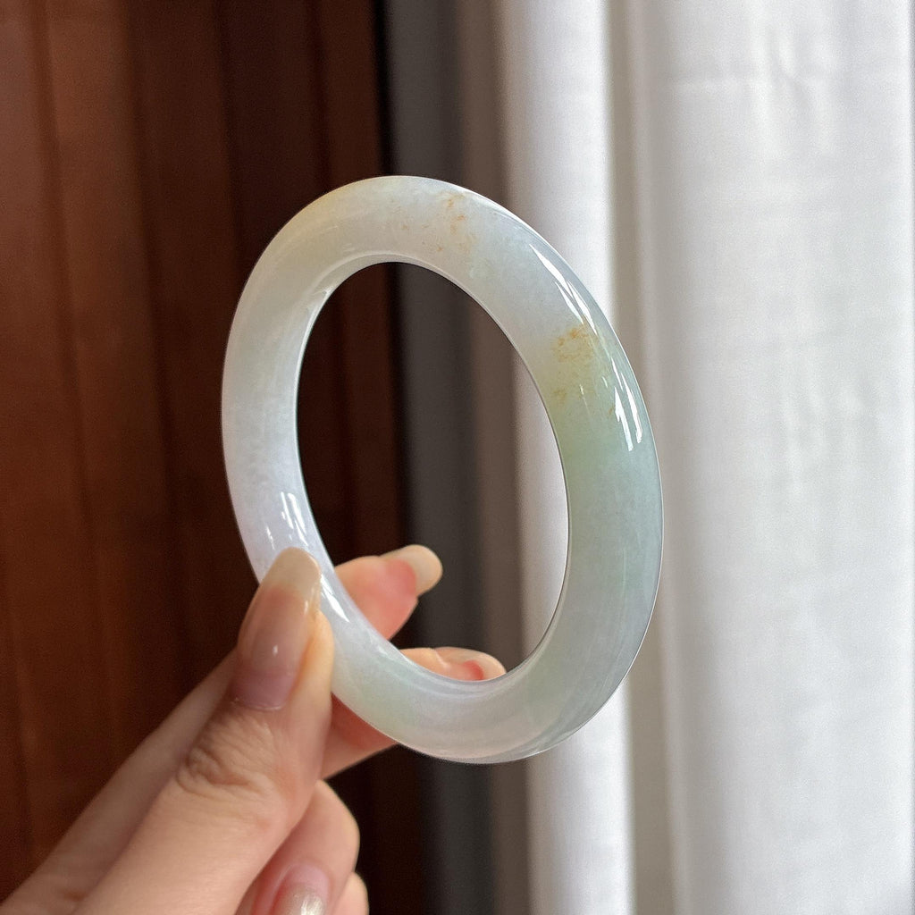 细糯种黄翡圆条手镯 54圈 天然缅甸A货翡翠（yc467858）
