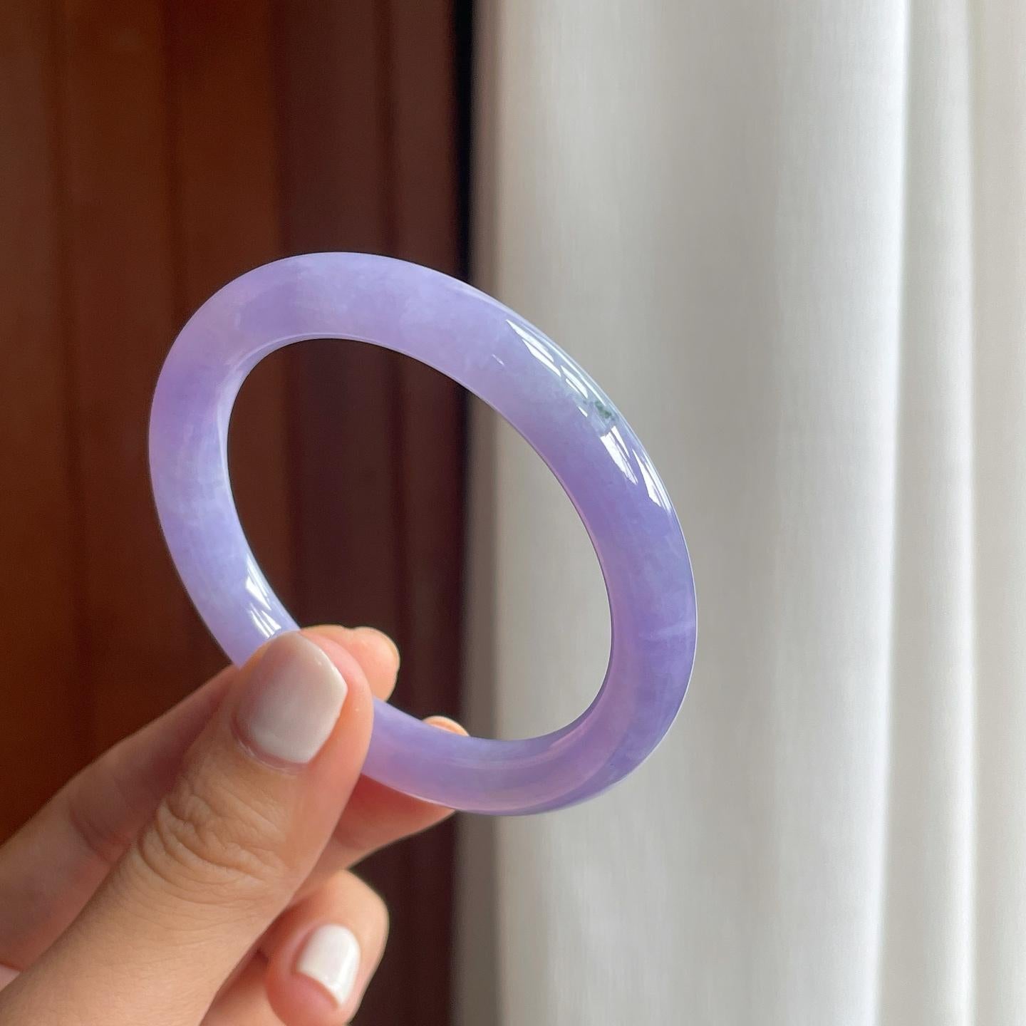 糯冰紫罗兰翡翠圆条手镯（52.6mm）（yc249153）