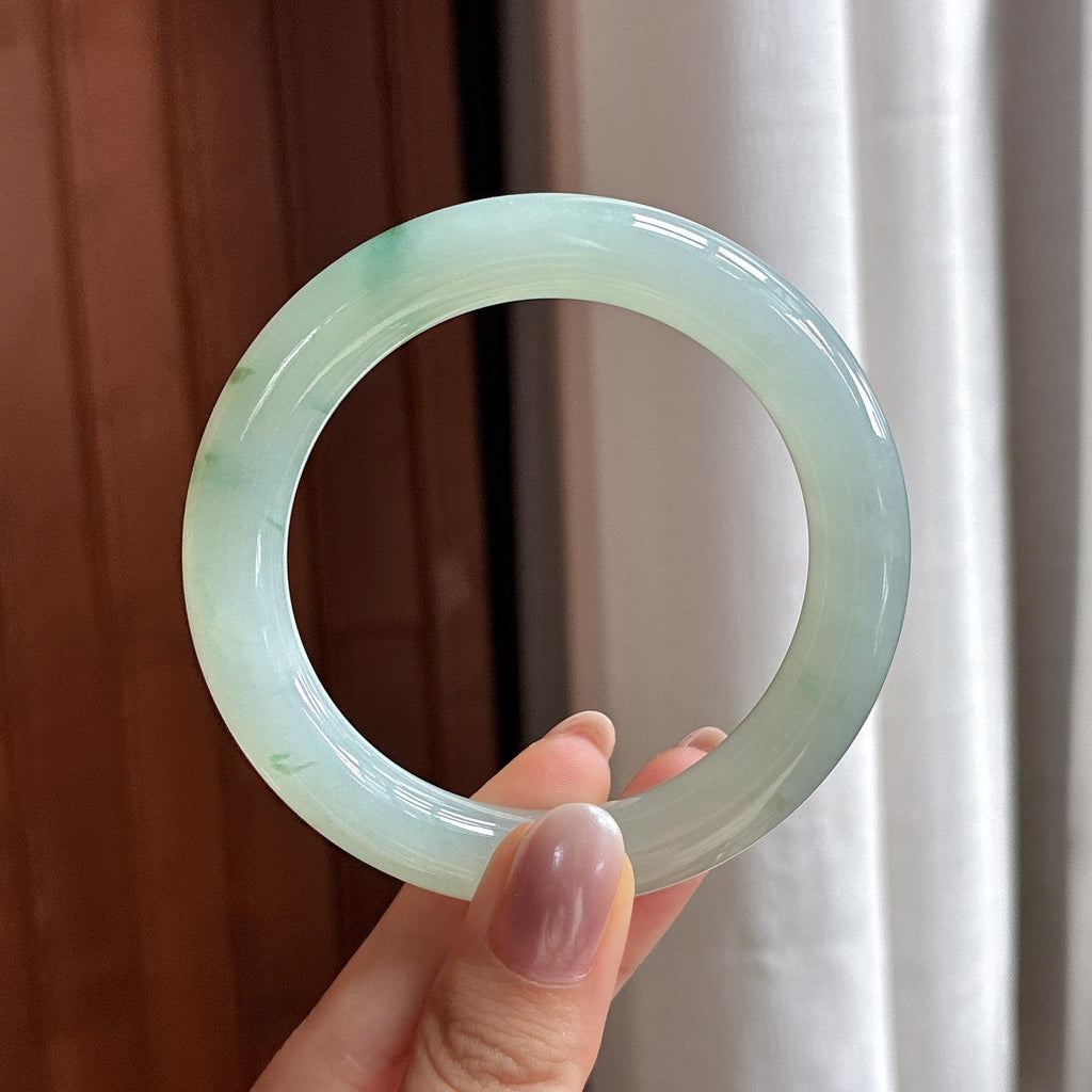 冰种飘花圆条手镯 55圈 天然缅甸A货翡翠（yc506746）