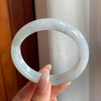 糯冰种飘花翡翠平安镯（56.2mm）（yc216826）