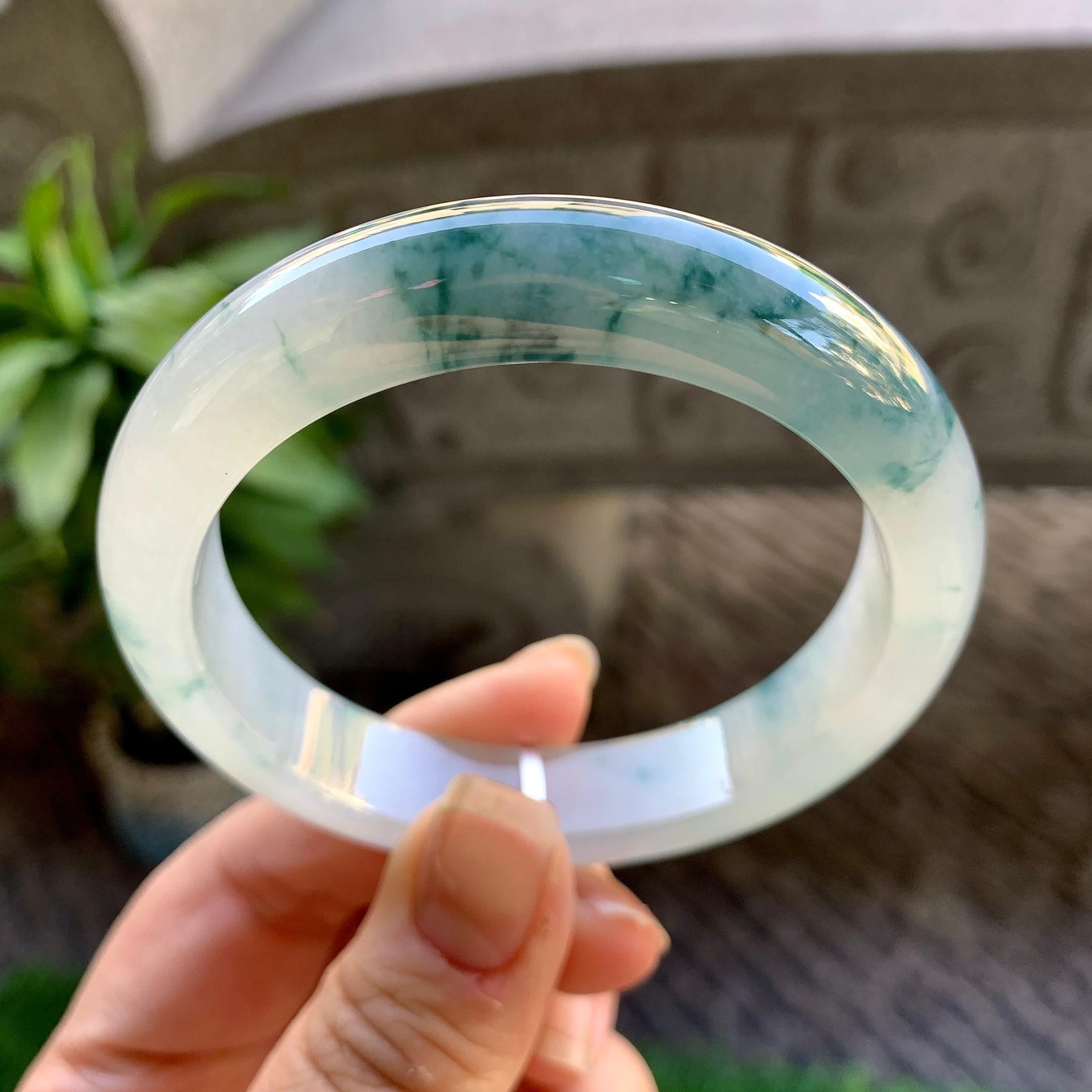 糯冰种飘花平安镯（55.6mm）（yc307322）