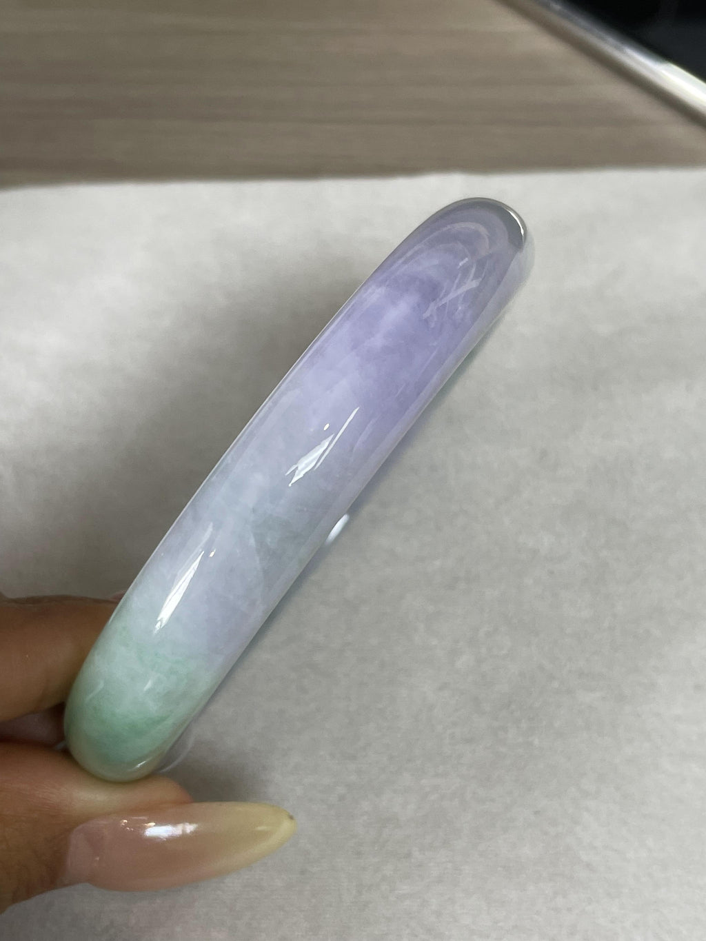 细糯种春彩正圈平安镯58圈 天然缅甸A货翡翠（yc489157）
