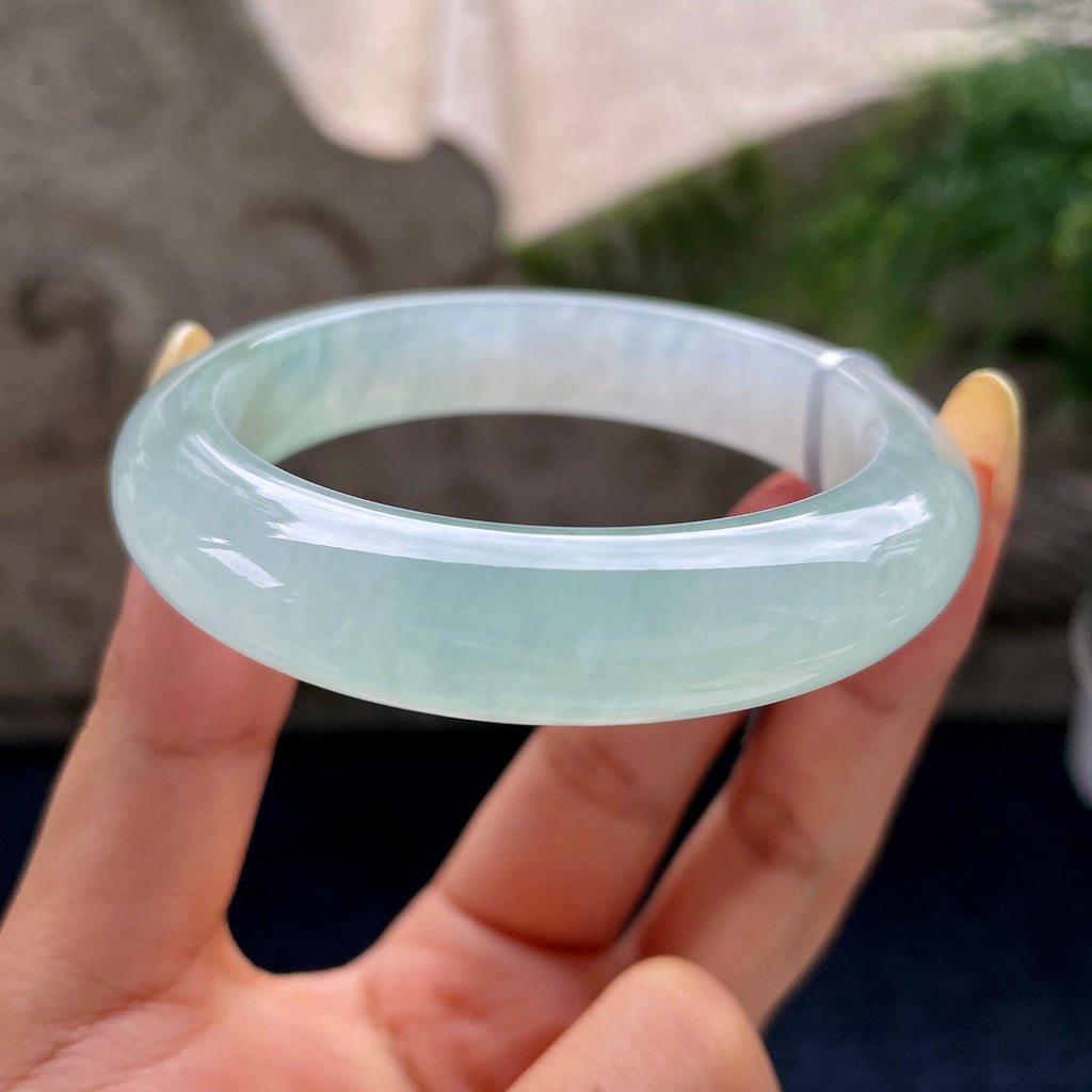 糯冰种淡晴水正圈平安镯55圈 天然缅甸A货翡翠（yc489268）