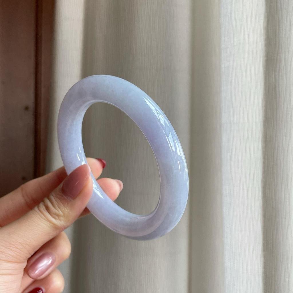 糯冰紫罗兰翡翠圆条手镯（56mm）（yc302421）