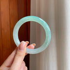 冰种蓝晴底翡翠圆条手镯（57mm）（yc369213）