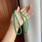 糯冰满绿翡翠珠串项链（yc251053）