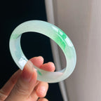 冰种飘花翡翠平安镯（54.3mm)（yc342200）